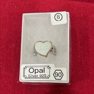 Opal Heart Ring in Sterling Silver 925